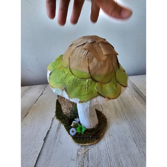 Vintage sisal bottle brush bunny rabbit mushroom Easter spring decor statue figu - Picture 3 of 8